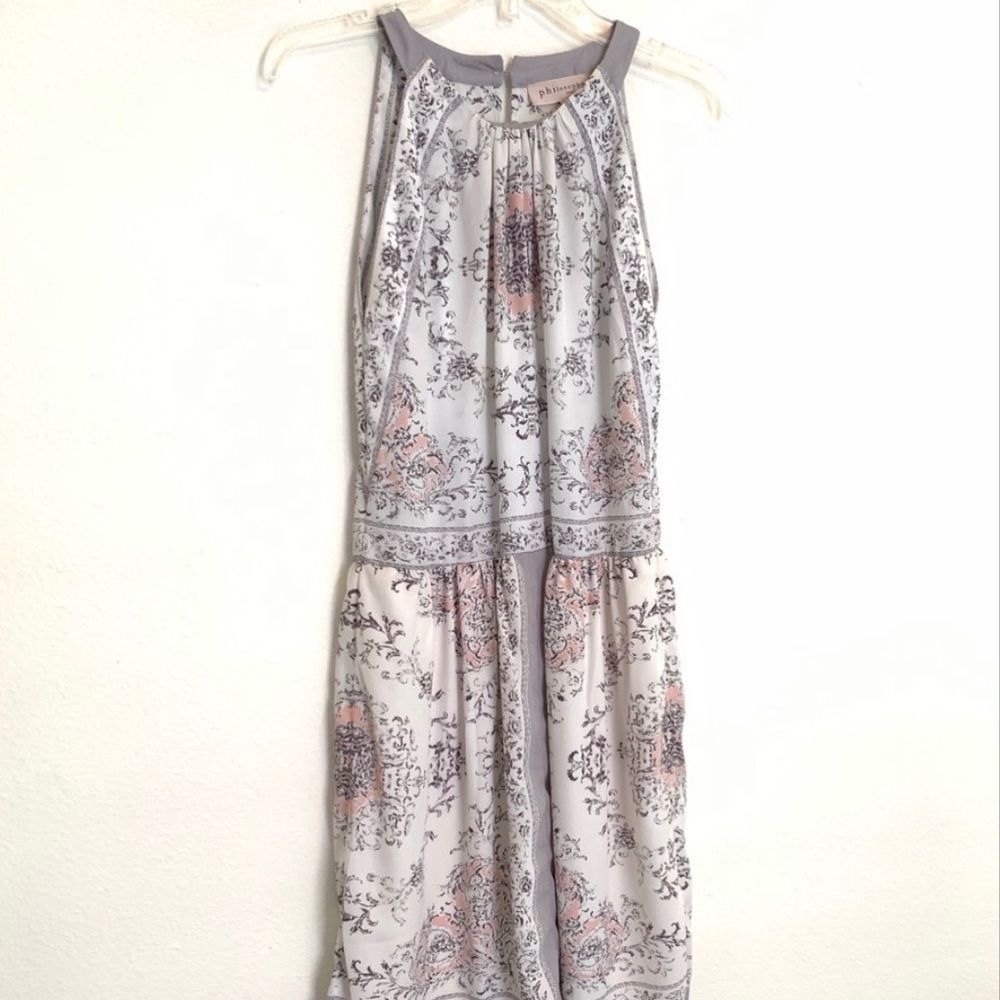🔴Philosophy Grey/Pink/white Summer Halter Dress